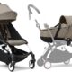 Poussette Stokke YOYO3 nacelle nouveau-né, cadre blanc, Taupe
