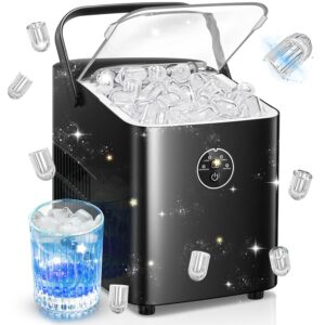 71rgn-HsC7L._SL1500_.jpg FOHERE Machine à Glaçons, 14kg en 24h, 8 Glaçons en 8 Minutes, avec 2 Tailles de Glaçons, Autonettoyante, Ice Maker sur Comptoir ave