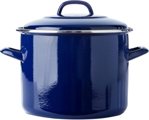 BK Indigo Marmite Allemande Emaillee Heritage Neerlandaise en Revetement Antiadhesif en Ceramique sans PFAS avec Couvercle, 24 cm8.