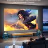 2025 Upgraded Android 11.0 Video Projector, Mini Projector with WiFi and Bluetooth, 4K 1080P Portable Projector, 270 Rotation H