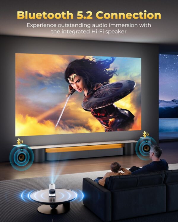 2025 Upgraded Android 11.0 Video Projector, Mini Projector with WiFi and Bluetooth, 4K 1080P Portable Projector, 270 Rotation H