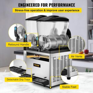 Machine à granité VEVOR 2 x 15 L en acier inox argenté