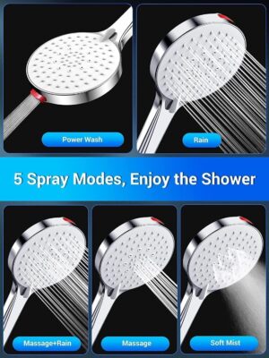 Pomme de douche SREWOHS haute pression 5 jets anti-calcaire