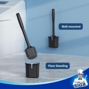 71sP-zufHEL._AC_SL1500_.jpg MR.SIGA Toilet Brush, Silicone Toilet Brush with Stand, Wall or Floor Mount, Hanging Toilet Brush for Bathroom, Black
