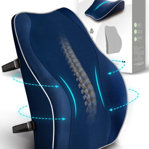 Travel Ease Coussin de Soutien Lombaire Ergonomique, Support Dorsal en Mousse a Memoire pour Siege de Voiture Chaise de Bureau, Doss