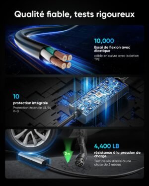 Chargeur voiture électrique Type 2 8 m 3,68 kW 16A LED