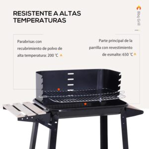 Barbecue au charbon Outsunny réglable étagères & roulettes