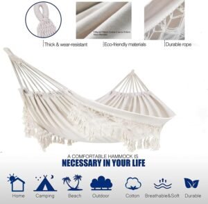 Hamac de Jardin Hamac d'exterieur Camping Lit hamac en Coton Hamacs a Franges en macrame Balcon boheme a Pompons Fait a la Main hama