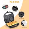 YASHE Appareil a gaufre, 750W Gaufrier Electrique, Machine a Gaufre pour 2 Gaufres, Plaques Antiadhesives, Temperature Automatique,