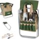 BIKAIN - Foldable Garden Stool - Tool Set - Storage Bag with Zipper - Includes 5 Wooden Remote Control Tools, Brown