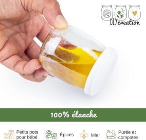 DIY Creation - Lot de 12 Pots de Yaourt en Verre avec couvercles hermetiques - Yaourtiere Seb Multidelices, Thermomix, Cookeo - peti