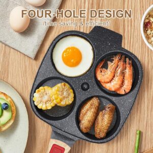 Bobikuke Poele a 4 Emplacements avec Poignee Amovible et Couvercle, Poele a Pancakes Antiadhesive en Aluminium pour Tous Feux Dont I