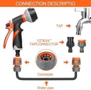 Pistolet arrosage Rseuphiee haute pression 8 modes, 4 interfaces
