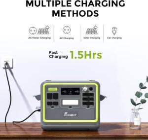 FOSSiBOT F2400 Portable Electric Generator, 2048Wh Battery LiFePO4 Electric Station, 3 Outputs AC 2400W (4800W Pic) 230V Solar Elect