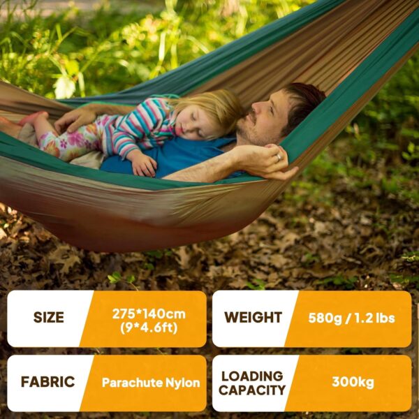 NATUREFUN Hamac Ultra-leger de Voyage Camping 300 kg Capacite de Charge,(275 x 140 cm) Nylon a Parachute 2 x Mousquetons de quali