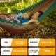 NATUREFUN Hamac Ultra-leger de Voyage Camping 300 kg Capacite de Charge,(275 x 140 cm) Nylon a Parachute 2 x Mousquetons de quali