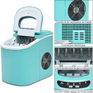 Machine à glaçons portable COSTWAY 12 kg/24h turquoise