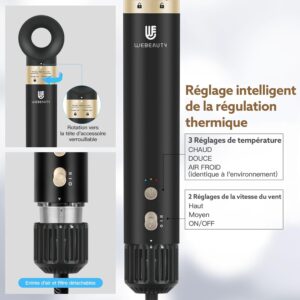 webeauty 5 en 1 Brosse Soufflante Air Styler, 110 000 RPM Seche-cheveux Ionique Haute Vitesse, sechage rapide, avec boucleur a