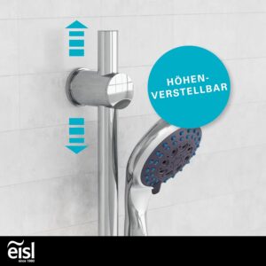 EISL WELLY DX6051CSB Shower Set with Hose and Bracket, Water Saving Gasket, Shower Head with Hose Chrome