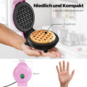 Mini gaufrier antiadhésif rétro rose – gaufres classiques