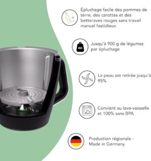 71uMmYIWU3L._AC_SL1500_.jpg Wundermix - WunderPeeler V2 Eplucheur pour Thermomix TM6, TM5, TM31 Accessoire eplucheur de pommes de terre et legumes Rape rob