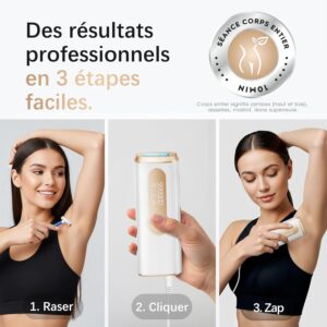Haarlosy Epilateur Lumiere Pulsee avec Indolore Refroidissement, 3 en 1 HRSCRA IPL Epilateur Laser pour AissellesMaillotCorps,