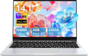 71upNEKMYXL._AC_SL1500_.jpg rumlawn Celeron N4000 Laptop, 14.1 Inch Laptop, Graphics Card UHD 600, 6GB RAM, 256GB SSD (Expand to 1TB), Laptop Win115000mAhTF C