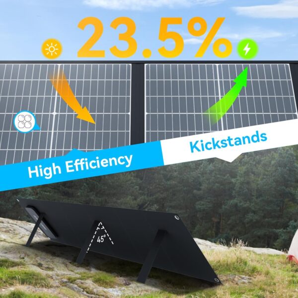 Ecosonic 200W Portable Foldable Solar Panel with Stand, USB-C PD3.0 USB-A QC3.0, MC4 Multiple Output for Power Stations, Generat