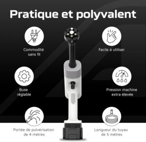 ASOME Nettoyeur Haute Pression sans Fil X021 Nettoyeur Portable avec 2 Batteries 15000 mAh, 80 Min dAutonomie, 30 Bars Buse 6-e