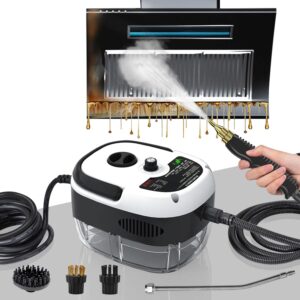 2500W Nettoyeur Vapeur, Nettoyeur Vapeur Professionnel avec 3 Tetes de Brosse Reglables sur 6 Niveaux, 1000ML Reservoir d'eau de Gra