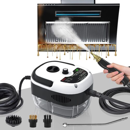 2500W Nettoyeur Vapeur, Nettoyeur Vapeur Professionnel avec 3 Tetes de Brosse Reglables sur 6 Niveaux, 1000ML Reservoir d'eau de Gra