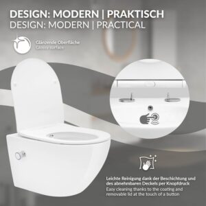Toilette suspendue ECD Germany céramique blanche, bidet