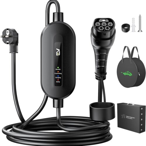 Evjuicion Electric Car Charger 3.68kW, 6M EV Charger Type 2 16A, Fast Electric Car Charging Cable, with LED Indicator, IP65, IEC 621