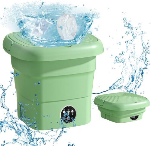 4.5L Machine a Laver Portable,Mini Machine a Laver Pliable, Linge Pliable avec Panier de Vidange, 3 Modes De Nettoyage,pour Sous-vet