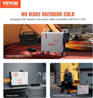 VEVOR Chauffage Diesel 2 kW, Rechauffeur d'Air 1224220 V, Controle par App Bluetooth, Telecommande et Ecran d'Affichage, Alarme CO