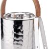 EDZARD Capri Ice Bucket, Ice Cube Tray with Lid, Height 17 cm, Polished Stainless Steel Cooler with Decorative Hammered Appearance