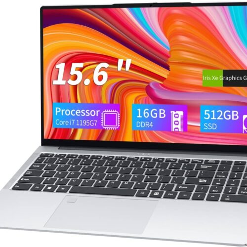 15.6 Inch Laptop with Core i7 Processor, 16GB RAM 512GB SSD, Iris Xe Graphics Card, Laptop Win11 Pro, FHD 1080P Display, Backlit K