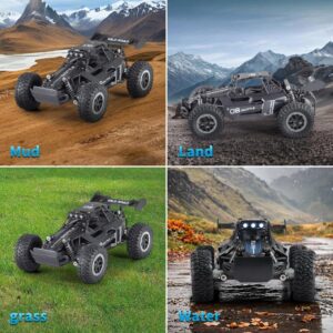 Great-JUNAMT rc Car Voiture telecommandee RC Voitures 1:16 Tout-Terrain Monster Truck Phares a LED, Jouet de Voiture RC 20 kmh Cade