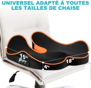 Coussin coccyx POOTACK en mousse à mémoire ergonomique