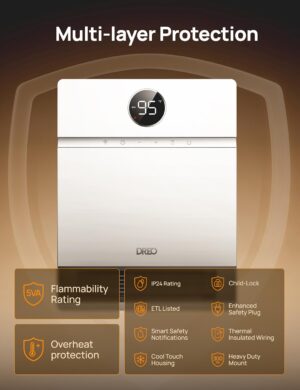 71wKEojsUZL._AC_SL1500_.jpg Dreo Chauffage mural intelligent, ventilateur de sortie 30, 1500 W, thermostat reglable, telecommande, minuterie, chauffage facile