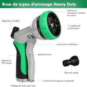 Pistolet d'arrosage RESTMO métal, 7 modèles, débit réglable