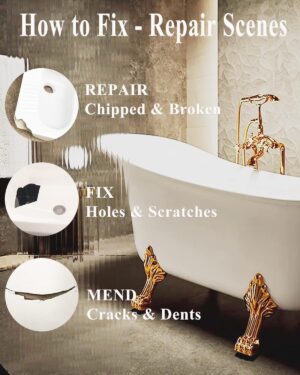 Kit réparation baignoire acrylique Endhokn blanc fissures