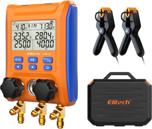 Elitech Digital Pressure Gauges Refrigerant Air Conditioning Pressure Tester Vacuum and Leak Temperature Tester High Precision for H