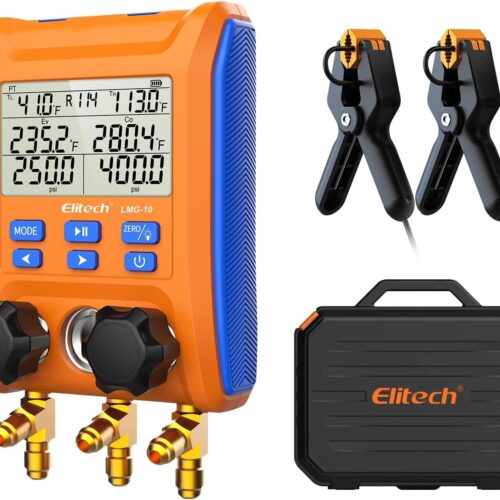 Elitech Digital Pressure Gauges Refrigerant Air Conditioning Pressure Tester Vacuum and Leak Temperature Tester High Precision for H