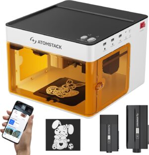 Atomstack P1 Graveur Laser a Double Module, Diode Bleue de 5W et Infrarouge de 1,2W, Portable Graveuse Decoupe Laser CoreXY, Applica