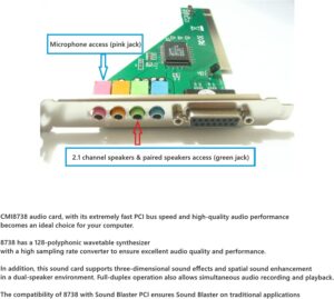 PCI 4.1 Sound Card Internal Stereo Surround Sound Card Audio Card for Desktop Computer, CMI8738 Chip, for 98forXPNT Signal Voltag