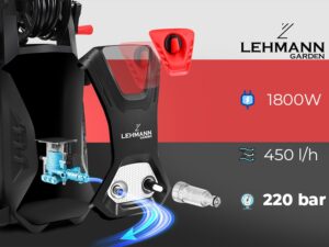 Lehmann Hudson Nettoyeur Haute Pression avec Pompe en Aluminium, 1800 W, Pression Max. 220 Bar, Debit 450 lh, Kit D'accessoires B
