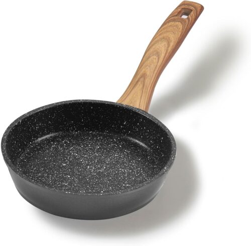 STONELINE Back to Nature Poele a Frire 14 cm, Poele a Omelette, Poele a Revetement Antiadhesif avec de vraies particules de pierre,