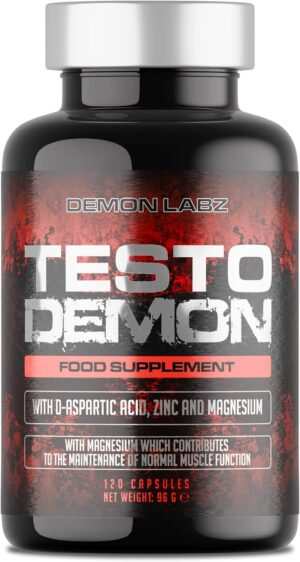 Demon Labz Testo Demon Complexe Zinc Acides Amines pour hommes avec Maca, Vitamines B et Extraits Botaniques 120 Gelules (30 P