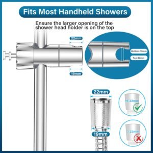 SREWOHS 70cm Stainless Steel Shower Rail with Shower Head Holder, Adjustable and 360 Rotatable (1Slider Set)